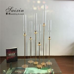 Factory hot sale set different size thin hurricane gold candlestick candle