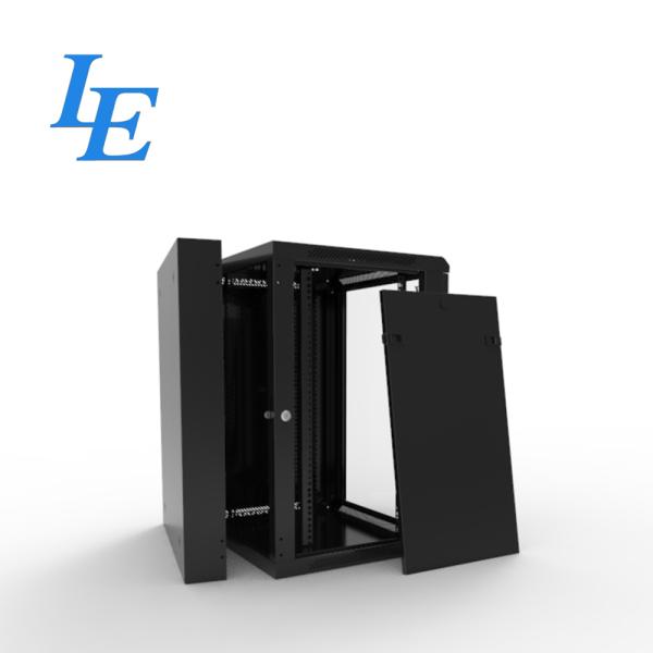 6U 9U 12U 15U 18U RAL9004 Black Swing Out Double Section Wall Mount Cabinet Server Rack Enclosure 600 Mm Glass Door