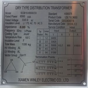 6500K Three Phase Dry Type Transformer Cast Coil Step Up Transformer 33KV