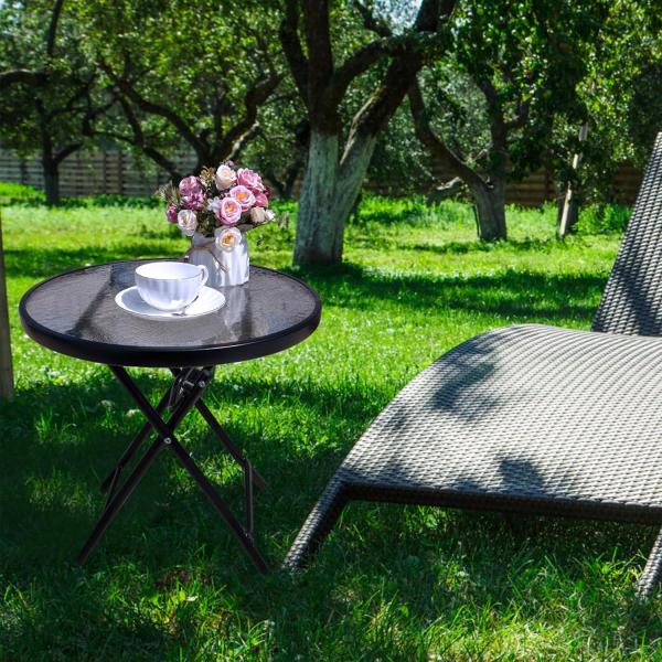 Tempered Glass Tabletop Compact Coffee Table Perfect for Home Office and Outdoor Patio