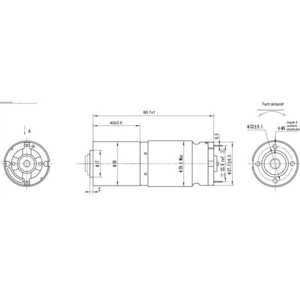 28mm NEMA 11 Low Noise 24V Dc Motor Gearbox 78 Rpm 0.20A