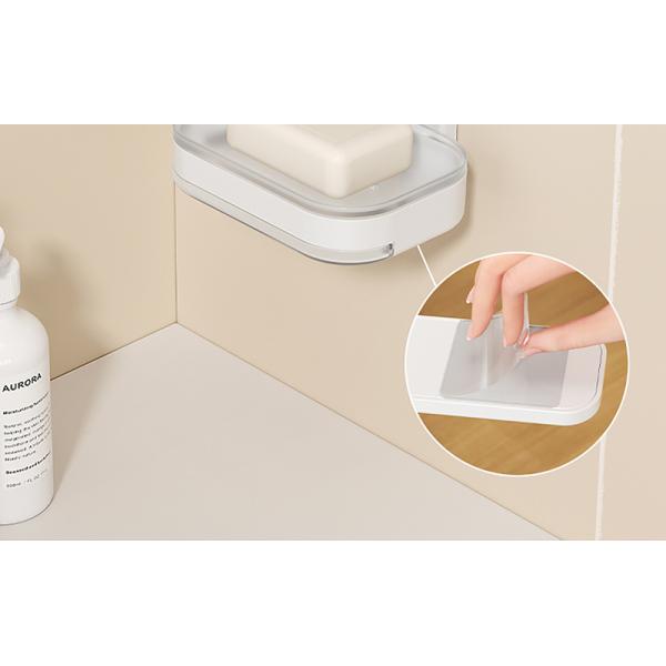 No Drilling Strong Adhesive Plastic Shower Caddy Soap Holder for Bathroom and Kitchen
