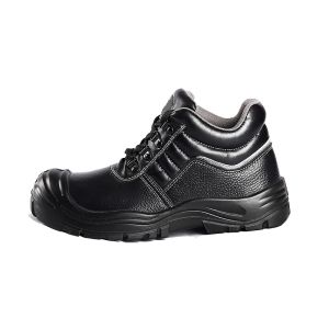 China PU Injection Sole Men'S Comfortable Construction Work Shoes Black Mid Top Baotou Steel Toe Steel Sole on sale