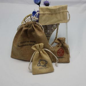 Soft Recyclable Jute Drawstring Bag For Jewelry 10 X 15cm / 12 X 17cm Size