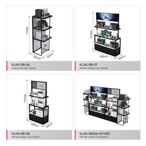 Customized Perfume Display Cabinet Black Wooden Makeup Display Furniture with