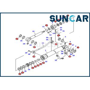 China 707-99-25800 Komatsu Bucket Cylinder Seal Kit Fits PC128US-2-A Excavator Hydraulic Cylinder Inner Parts on sale