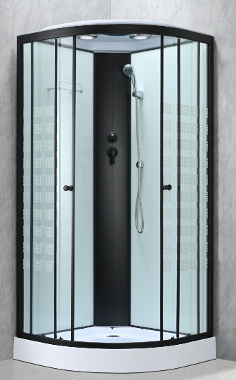Quality Customizable Shower Pods Cabins With Printing Glass And Black Frame for sale