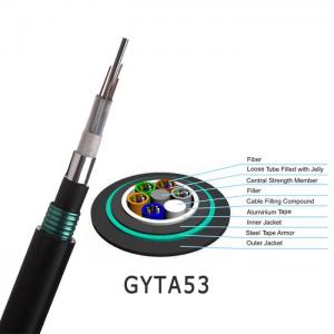 Wholesale 96core GYTA53 Loose Tube Stranding Direct Burial Double Armored Outdoor Fiber Optic Cable from china suppliers