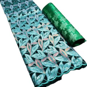 Multi Color Cord Lace for Garment Decoration Nigerian Sequins Embroidery Net