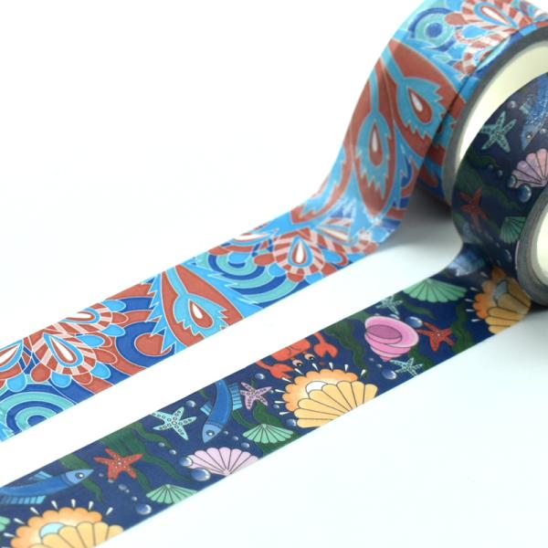Wholesale Custom Printed Washi Tape Special Ink Ocean Designs Adhesive Paper Tape Masking Tape