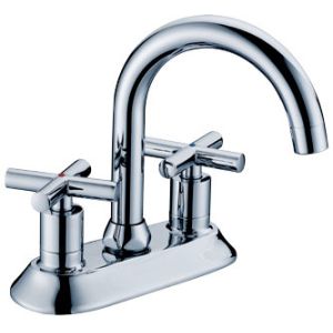 Chrome Polished Basin Mixer Faucet with Two Handles for Bathtub , European Style
