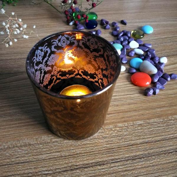 Copper Glass Candle Holders With Laser Engrave Pattern