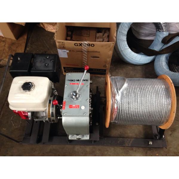 Lightweight Gas Engine Powered Winch / Cable Drum Winch With 10mm Wire Rope