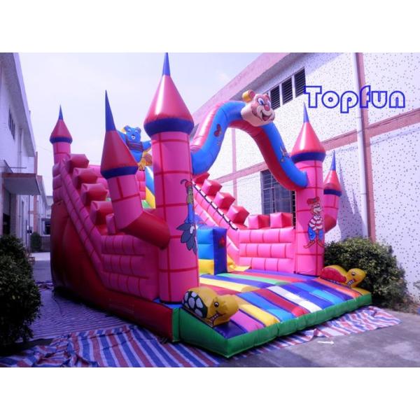 PVC Tarpaulin Cute Inflatable Jumping Castle For Kids With Colourful Artwork