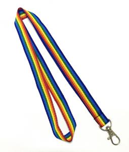 China Colorful Rainbow Flat Polyester Lanyard Cute School Party Business Concert Lanyards on sale