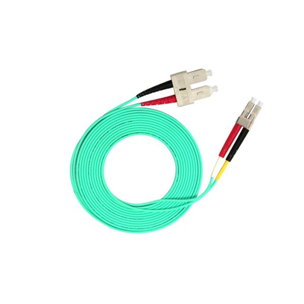 Green SC LC Patch Cord 3.0mm Diameter , Duplex OM3 Pigtail Multi Mode