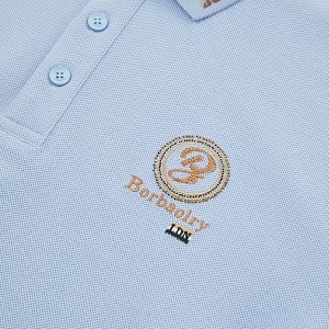 Logo Patterned Men's Golf Polo Shirt Crafted with 100% Cotton and Exquisite
