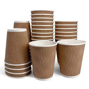 Leakproof Waterproof Kraft Paper Cups With Lids Coffee Tea Smoothies