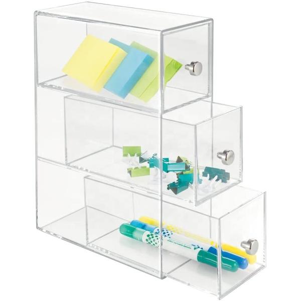Stackable Acrylic Storage Boxes Stationery Storage Box Drawer Container 7x3.5x10inch