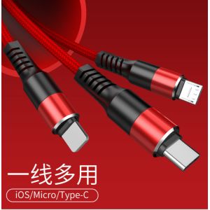 Multi 3 In 1 Date Charging Cable For IOS Micro USB Type - C Connector Mobile