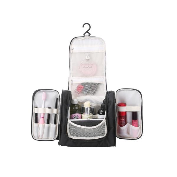 Quality 2019 Promotional Small Hanging Toiletry Bag , Folding Cosmetic Bag Polyester Canvas for sale