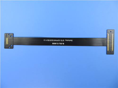 Dual Layer Flexible PCBs Built On Polyimide with Black Solder Mask and Stainless