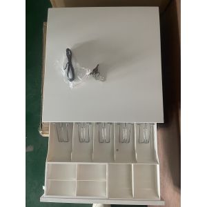 Modern Grey White Metal and ABS Plastic Cash Drawer with Five Grid Cash Notes