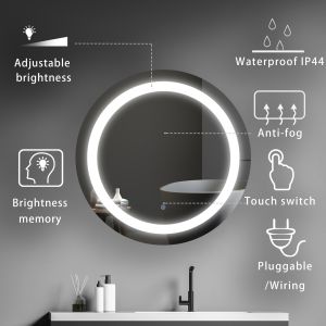 Compact Bathroom Mirror With Lights Corrosion Protection Adjustable Lighting