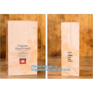 Beautiful printing Food grade package bread takeout Brown Kraft Paper Bag for