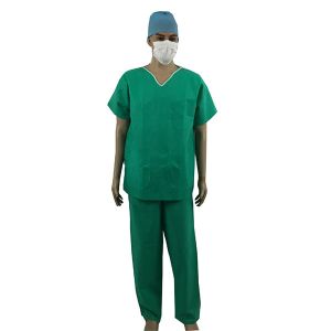 V Neck Non Woven Patient Gown Latex Free Fluid Repellent