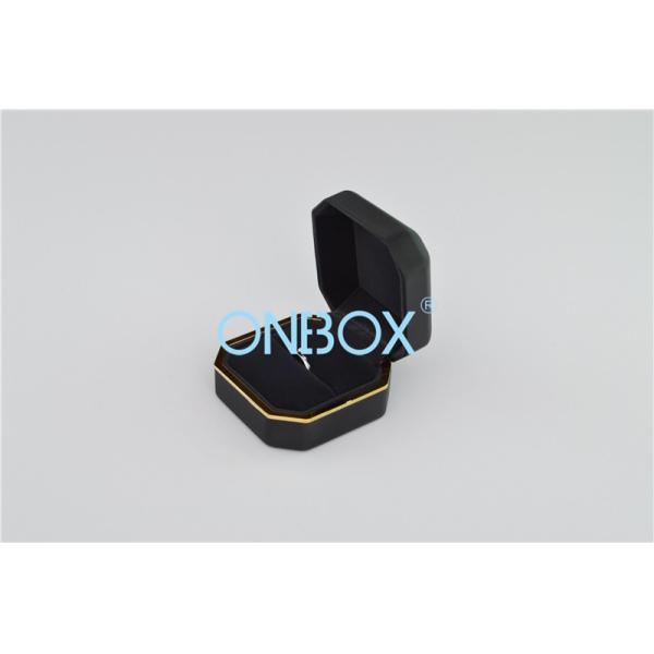 PU Leather LED Light Box , Luxury Packaging Boxes For Lady Finger Ring With Brush Drawing Lines
