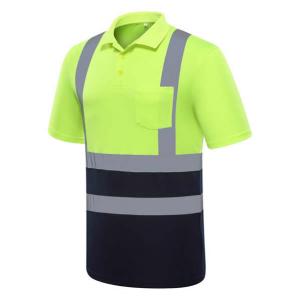 Wholesale Reflective Safety Hi Vis Polo Shirt OEM breathable quick dry polyester work wear reflective tape printed from china suppliers