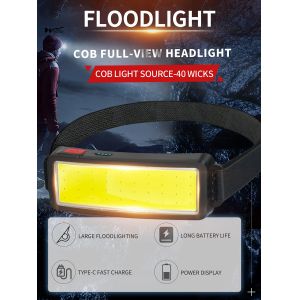 USB Rechargeable COB Headlamp with 50000 Hours Working Time Lightweight and