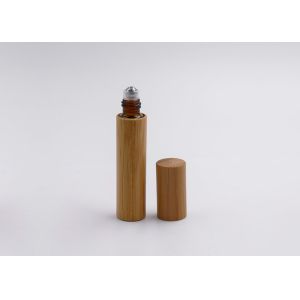 Bamboo Roll On Perfume Bottles Engraving Surface With Stainless Steel Ball