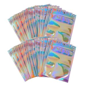 Holographic 4x6 Resealable Bags , Clear Window Stand Up Mylar Bags