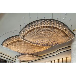 Customized Large Foyer Chandelier K9 Crystals Pendant Lighting Fixture Boat