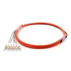 LC UPC 6 Cores PVC Bundle Fan Out Fiber Optic Cable Multimode OM1 Orange Jacket