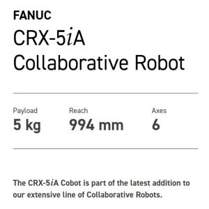 5kg Payload 994mm Reach Robots FANUC CRX-5iA With Softgripping For Picking And