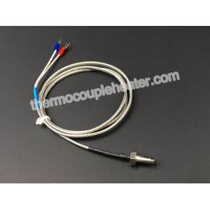 Type K M6 Screw Threaded Thermocouple Temperature Sensor , SS Braid Lead Wire