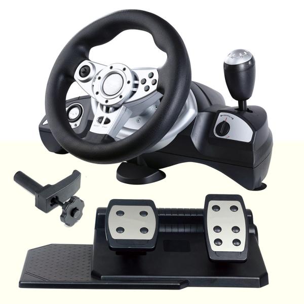 Quality Multi Platform Video Game Computer Steering Wheel With Foot Pedal FOR PC Direct-X X-INPUT P2 P3 for sale