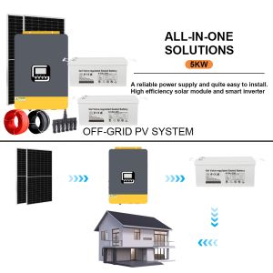 High Efficiency 5KW Home Solar Power System – Off Grid Hybrid 5000W Panel Kit