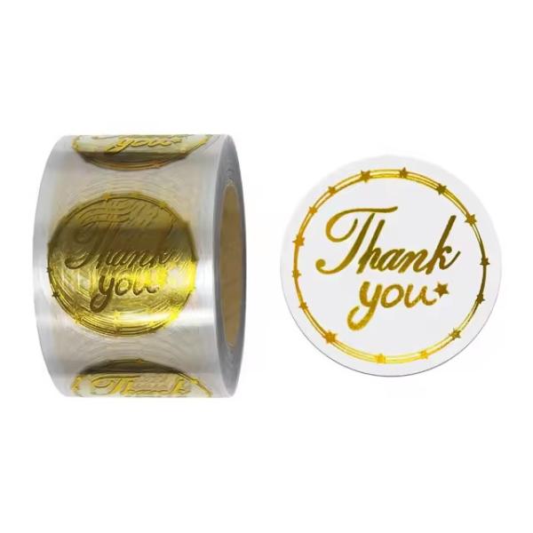 Custom Printed Logo Vinyl Gold Foil Self Adhesive Label Roll Waterproof