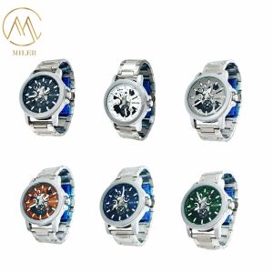 Waterproof Black White Bezel Quartz Men Wristwatch with 6 Case Colors Option