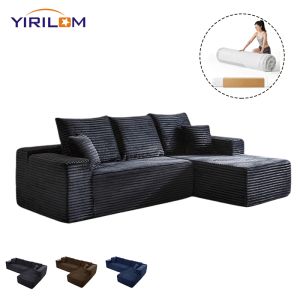 Compression Sofa 267x175x65cm Corduroy Fabric Vacuum Packed
