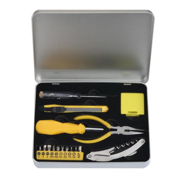 Quality 17 pcs mini tool set ,with pliers ,screwdriver bits ,test pen ,tape for sale
