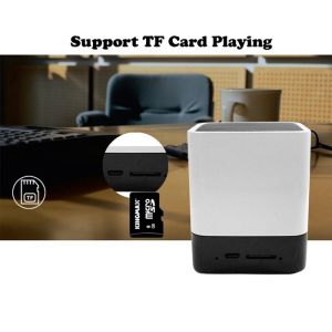 White Mini Desktop Alarm Clock Bluetooth Speaker , Wireless Sound Box With LED