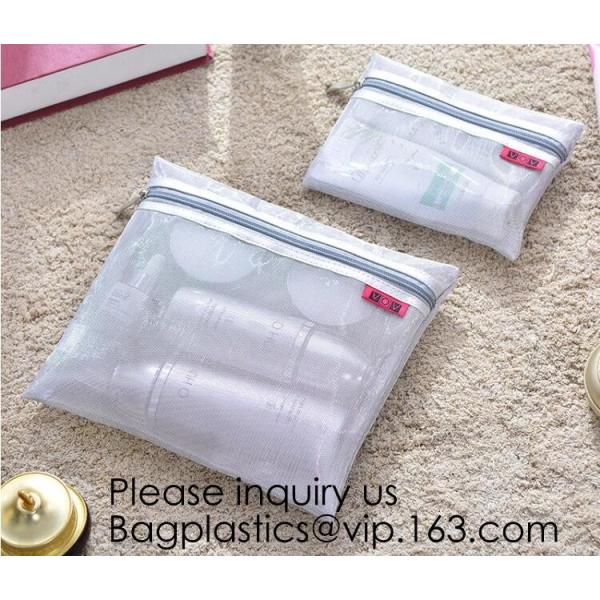 Mesh Bags Makeup Bags Cosmetic Travel Organizer Bags Mesh Zipper Pouch Pencil Case,Assorted Piped Pouches, bagease pac
