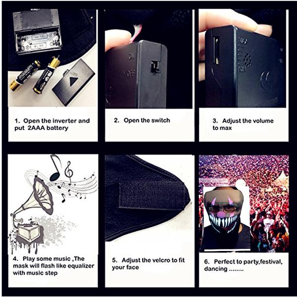 2018 New design for Halloween horror masks sound activated LED mask for Parties ,the mask of warcraft, EL mask