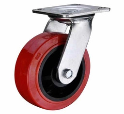 4x2, 5x2,6x2,8x2 Red PU RIGID Heavy Duty Caster China factory FIXED castor