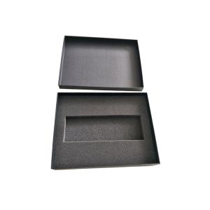 Matte Black Decorative Cosmetic Lid And Base Boxes With A Sponge Tray Inside